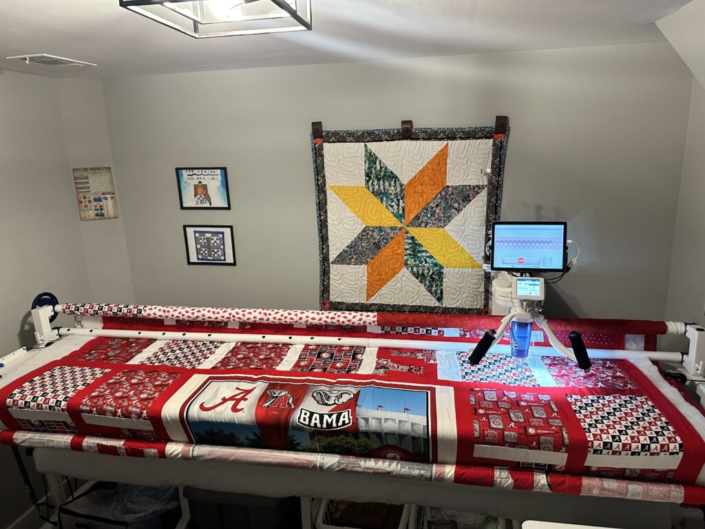 A custom long arm project for an Alabama themed quilt.